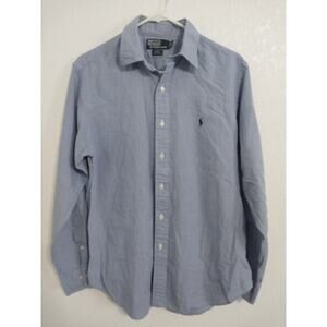 Polo Ralph Lauren Mens Size M(15 1/2 34/35) Blue Gingham Long Sleeve